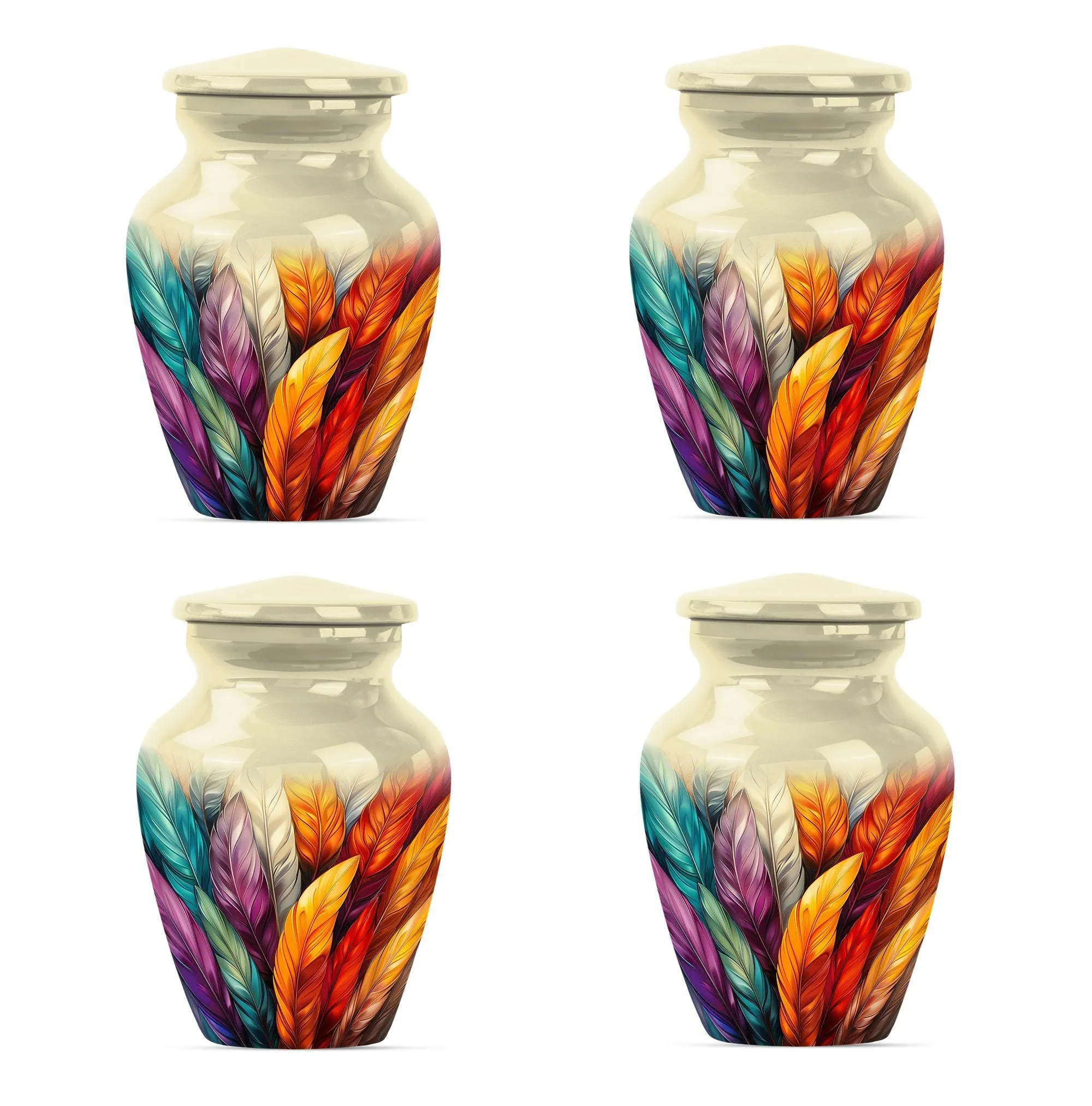 Purple Meadow Feather Urn: Distinctive Funeral Cremation Vessel