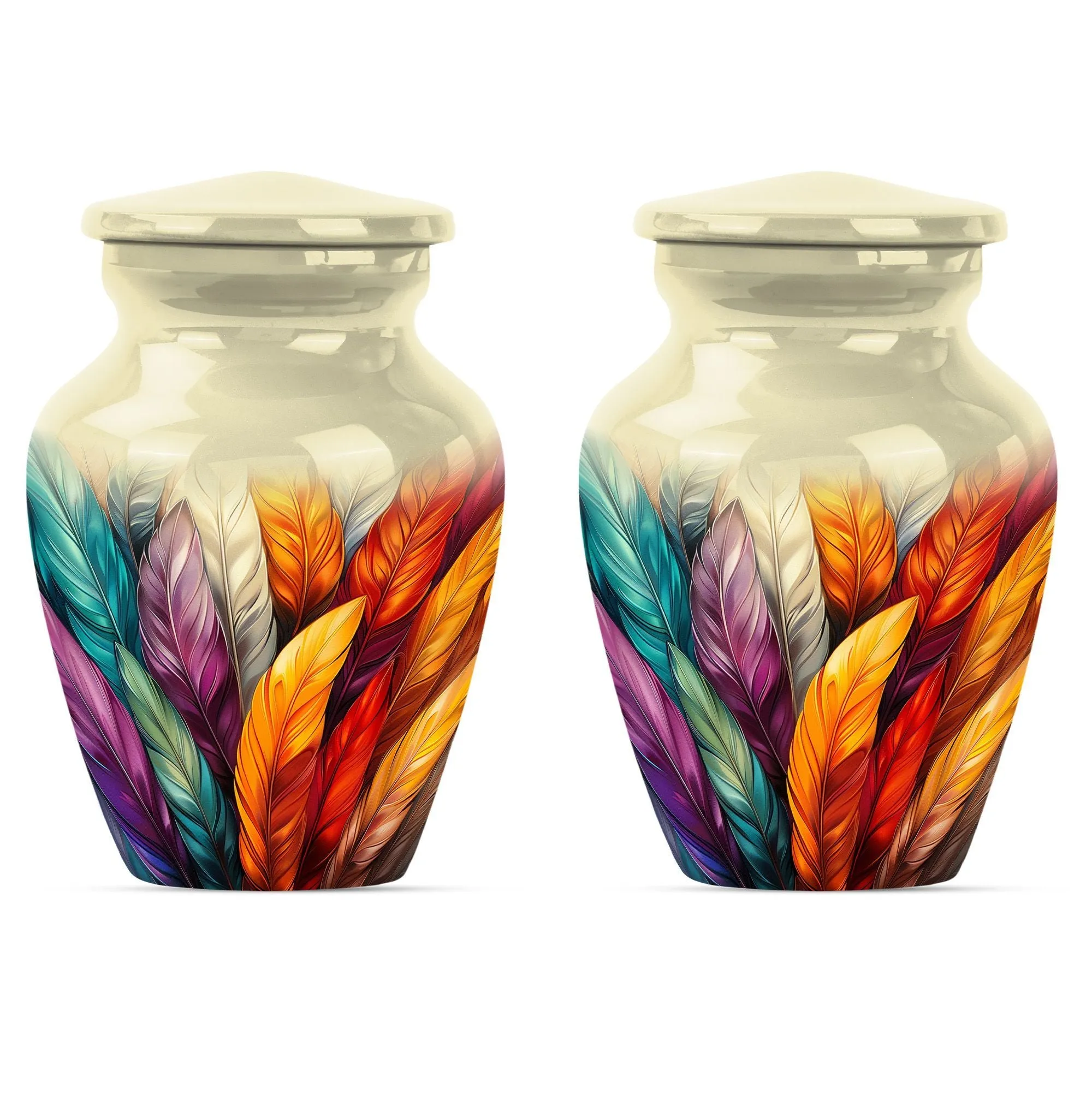 Purple Meadow Feather Urn: Distinctive Funeral Cremation Vessel