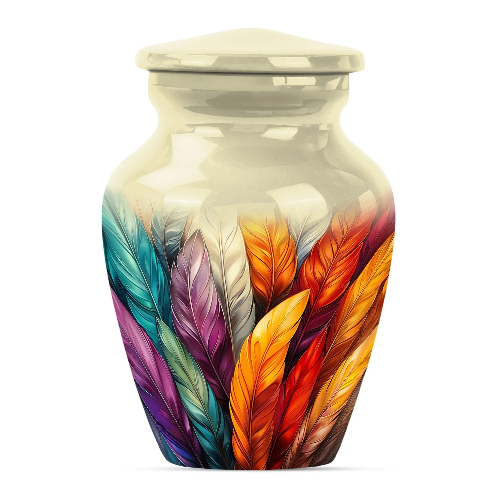 Purple Meadow Feather Urn: Distinctive Funeral Cremation Vessel