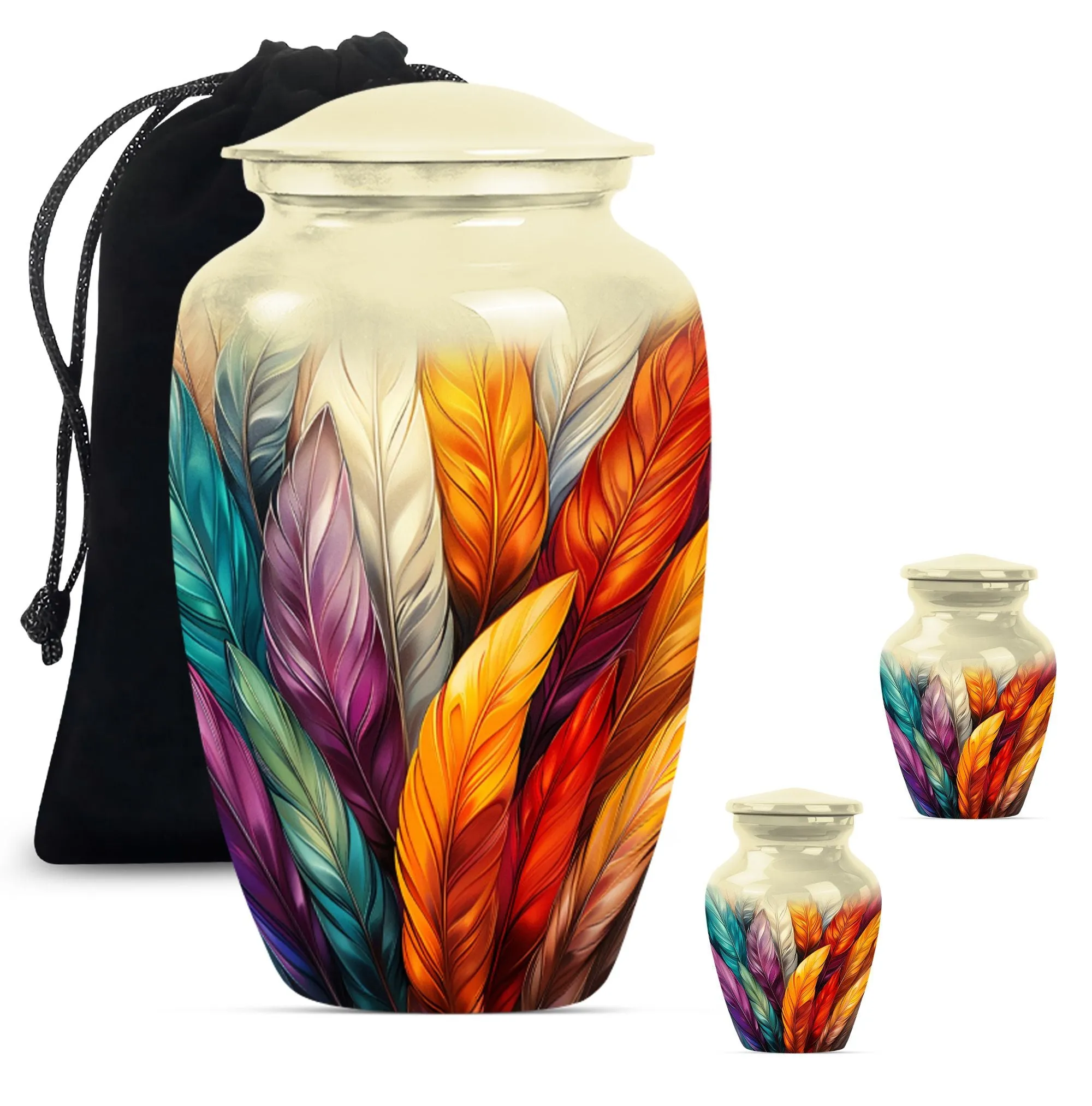Purple Meadow Feather Urn: Distinctive Funeral Cremation Vessel