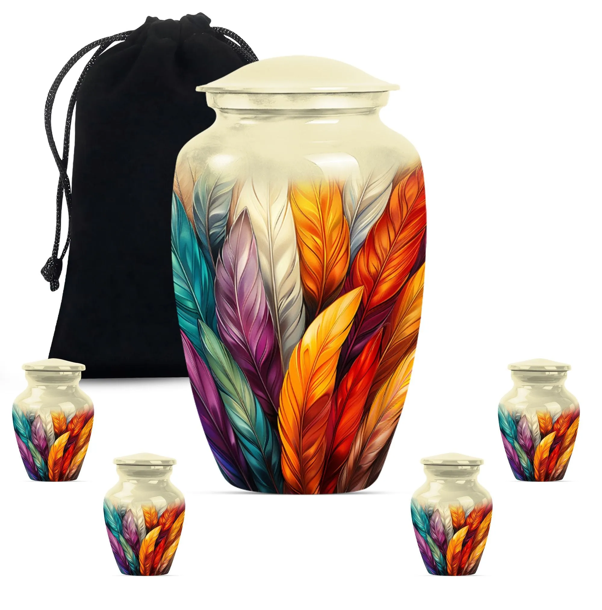 Purple Meadow Feather Urn: Distinctive Funeral Cremation Vessel