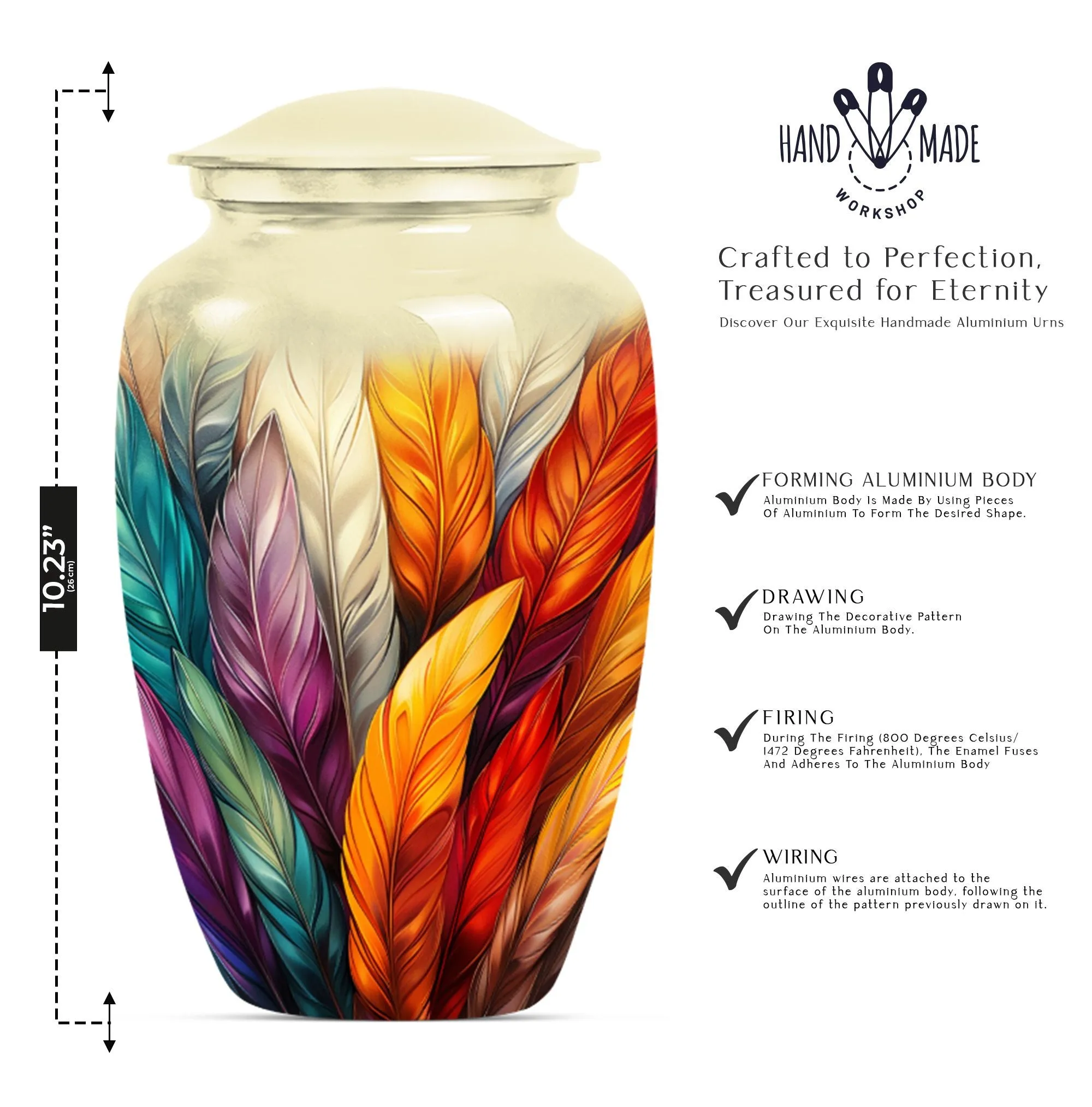 Purple Meadow Feather Urn: Distinctive Funeral Cremation Vessel