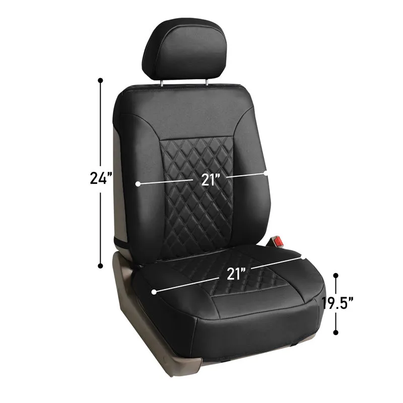 Quality Faux Leather Diamond Pattern Car Seat Cushions - Front Set Blue