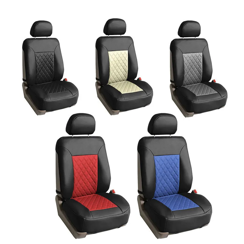 Quality Faux Leather Diamond Pattern Car Seat Cushions - Front Set Blue