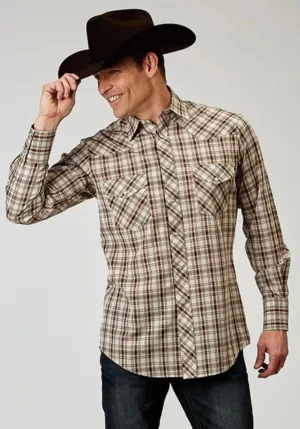 Roper Desert Plaid (Brown) - Men's Western Shirt (Closeout)