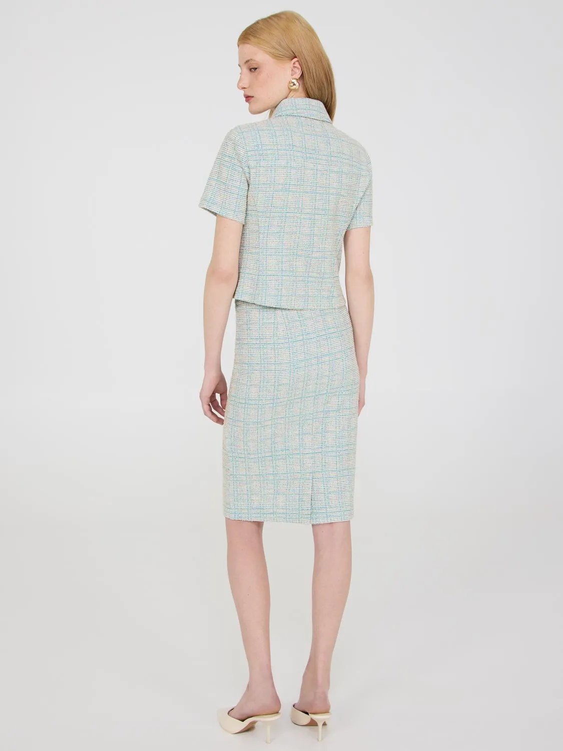 Short Sleeve Boucle Blazer