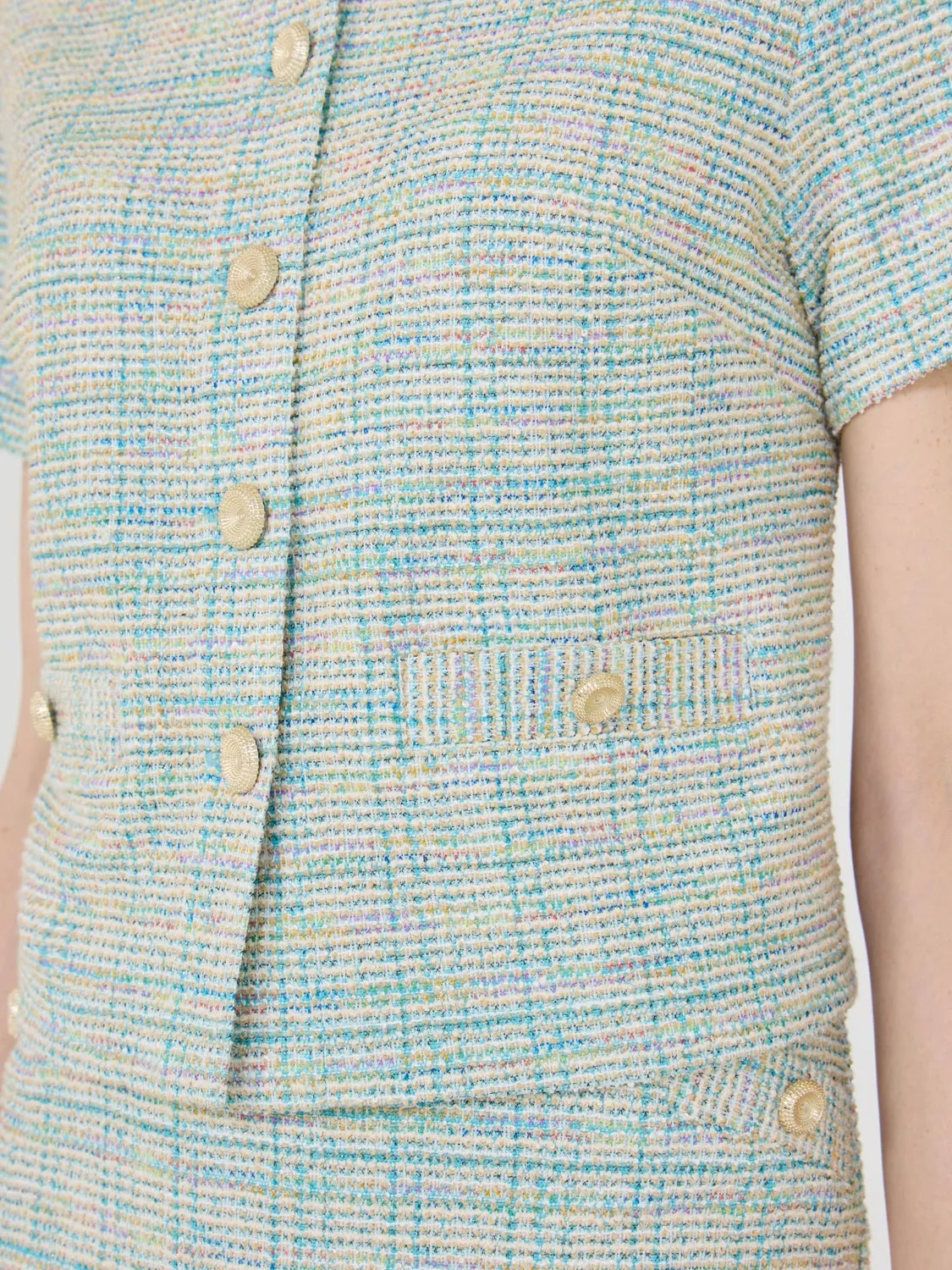 Short Sleeve Boucle Blazer