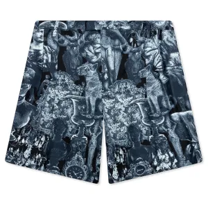 Silk Bermuda Shorts with Hubert Objects - Black/Navy