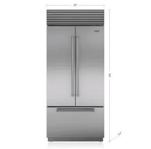 Sub-Zero BI36UFDIDSTH 36" Classic French Door Refrigerator/Freezer With Internal Dispenser