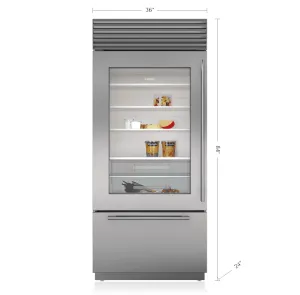 Sub-Zero BI36UGSTHLH 36" Classic Over-And-Under Refrigerator/Freezer With Glass Door