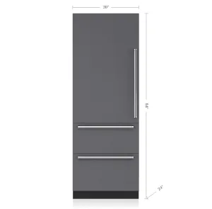 Sub-Zero IT30RIDLH 30" Designer Over-And-Under Refrigerator With Internal Dispenser - Panel Ready
