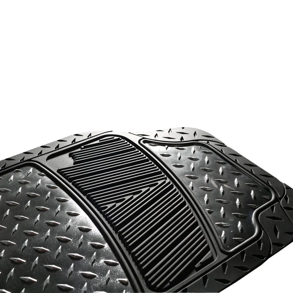 Trimmable ClimaProof High Quality Metallic Non-Slip Rubber Floor Mats - Full Set Black