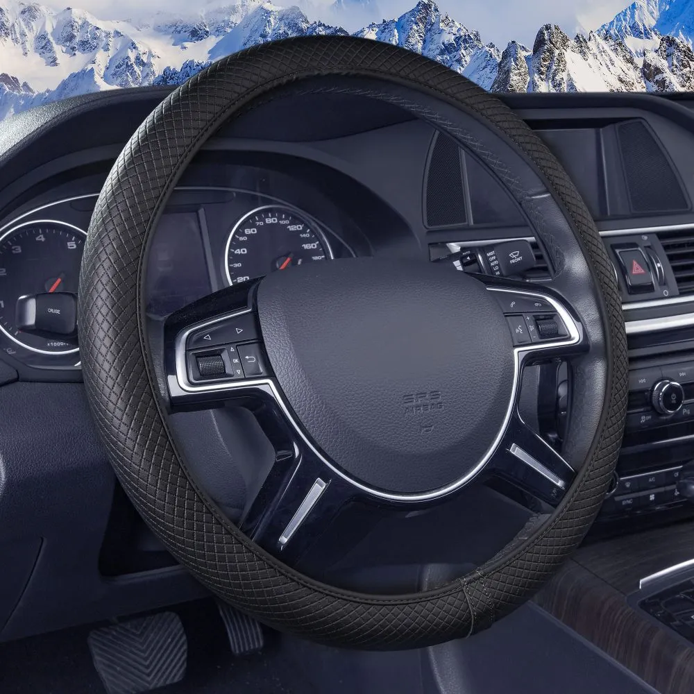 Ultra Comfort Leatherette Flexible Steering Wheel Cover Black