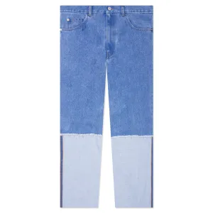 Wide Leg Blue Jeans With High Turn-Up - Cobalt
