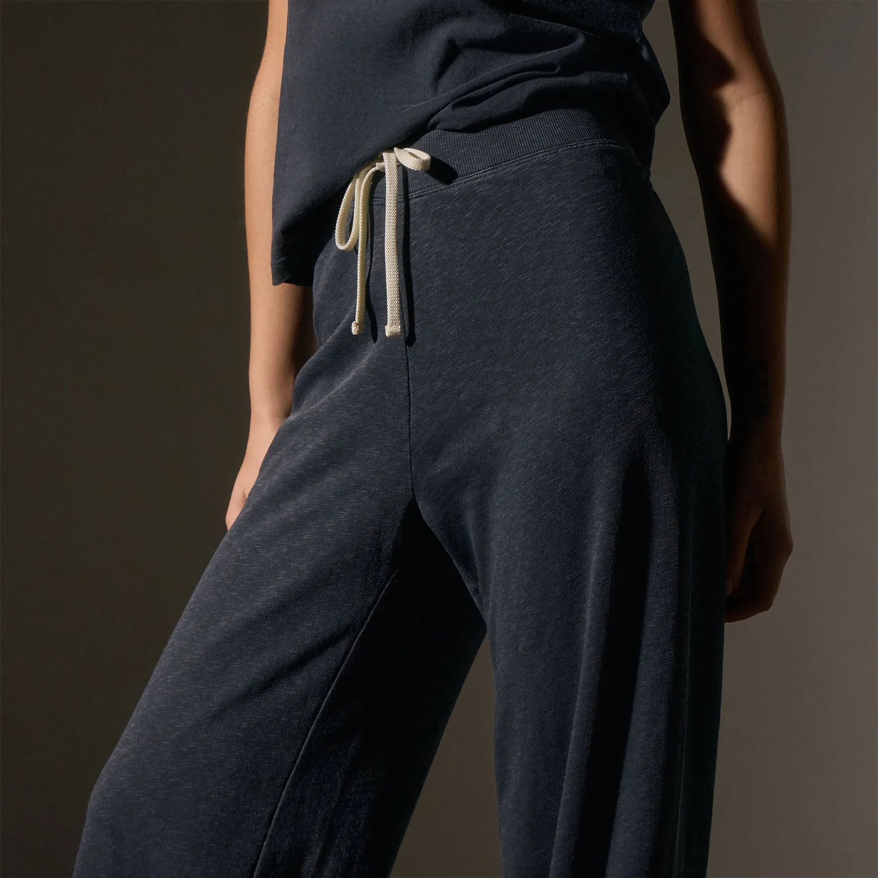 Wide Leg Sweatpant - Blue Noir Pigment